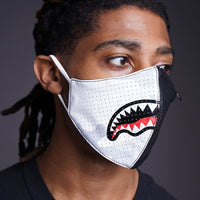 SPRAYGROUND® FASHION MASK DAMAGE CONTROL STASH POCKET VEGAN LEATHER FACE MASK