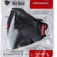 SPRAYGROUND® FASHION MASK DAMAGE CONTROL STASH POCKET VEGAN LEATHER FACE MASK