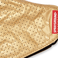 SPRAYGROUND® FASHION MASK GOLD MONEYGRAM VEGAN LEATHER FACE MASK