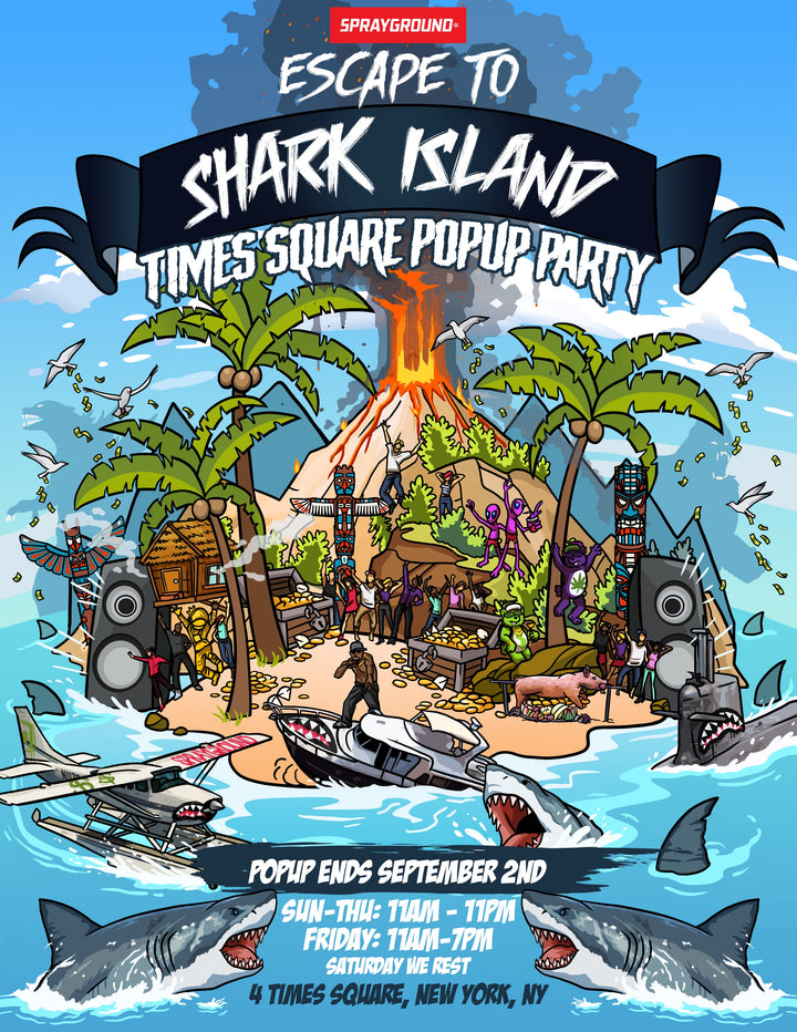ESCAPE TO SHARK ISLAND WITH SPRAYGROUND POP-UP