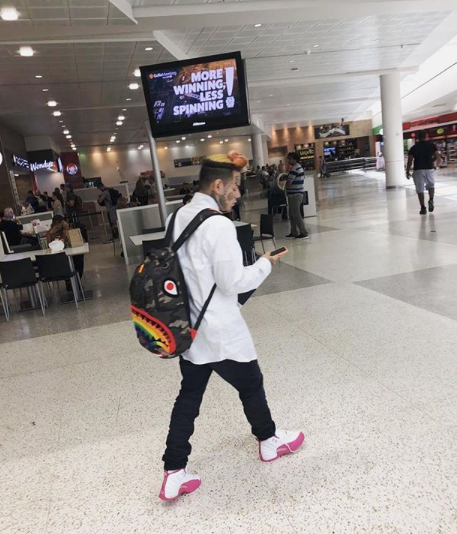 6ix9ine Spotted With Our Rainbow Shark Backpack