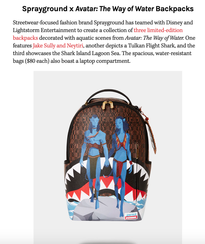 As Seen On The Hollywood Reporter: Sprayground x Avatar