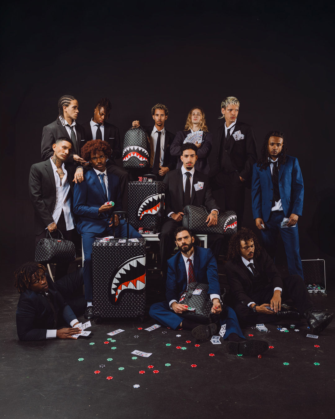 SPRAYGROUND® LUGGAGE SHARKS IN PARIS WTF BUBBLY BLACK CHECK FULL-SIZE LUGGAGE