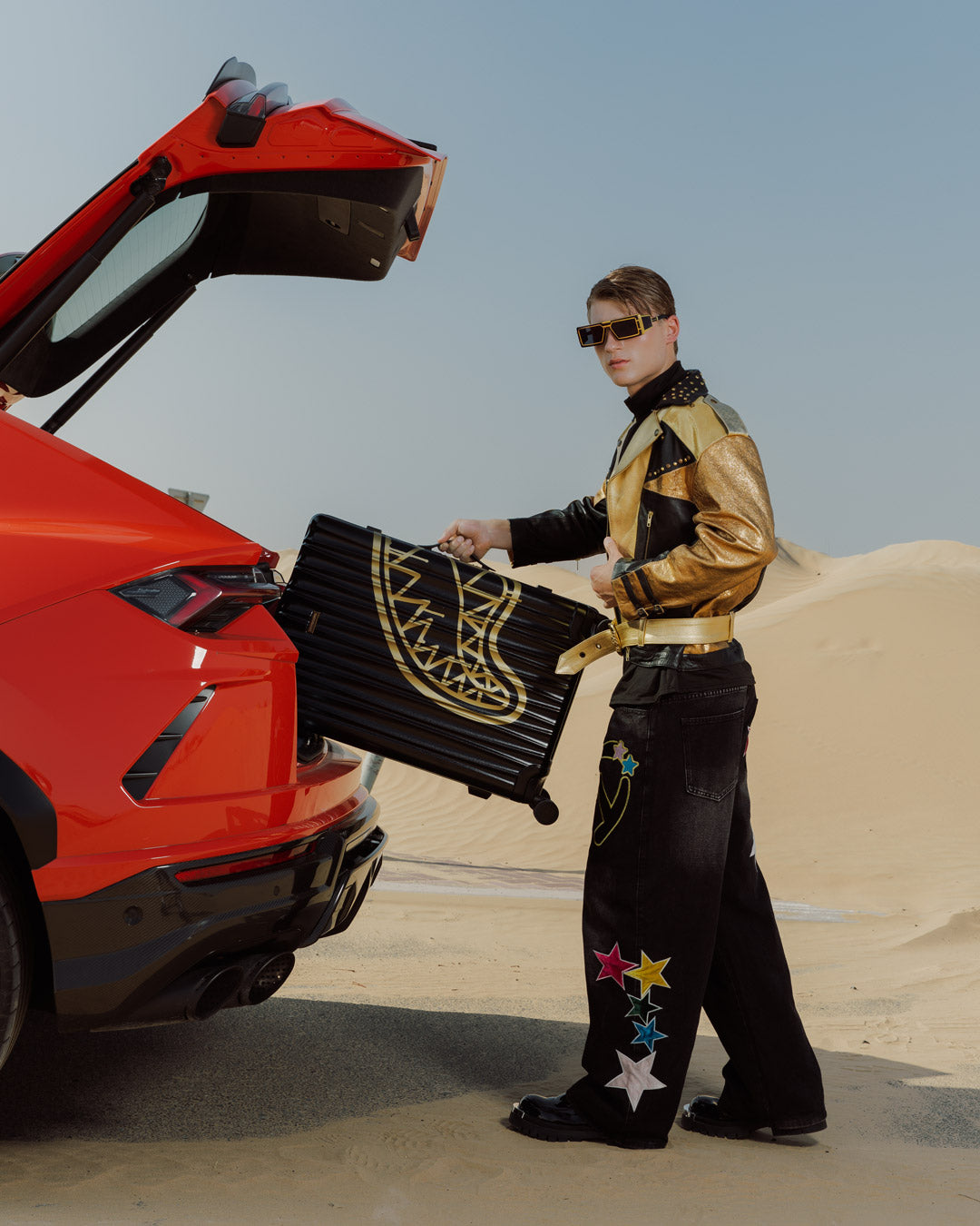 SPRAYGROUND® LUGGAGE THAT GOLD DRAP FULL-SIZE LUGGAGE