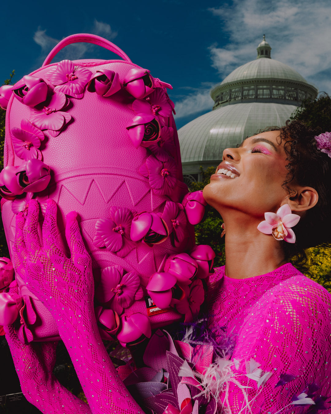 SPRAYGROUND® BACKPACK NYBG PINK LEATHER FLOWERS BACKPACK