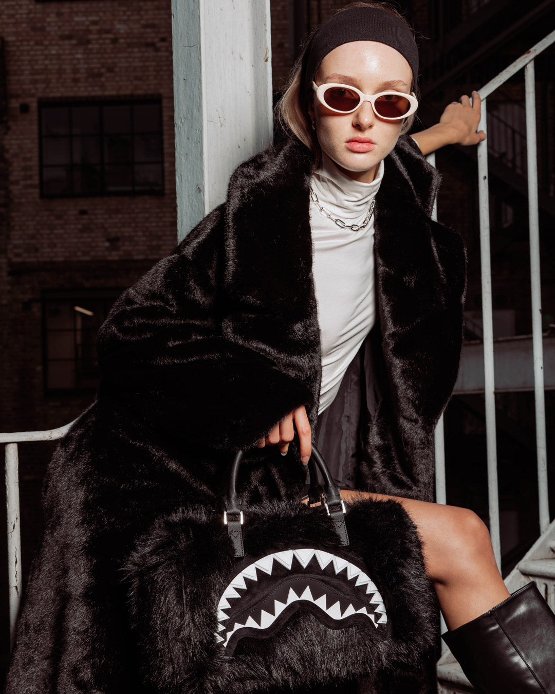 SPRAYGROUND® DUFFLE FUR CRAY BLACK MINI DUFFLE