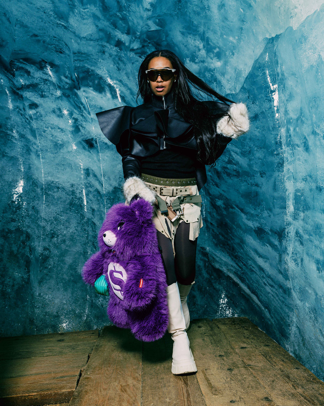 SPRAYGROUND® BACKPACK FUR CRAY PURP MONEYBEAR BACKPACK