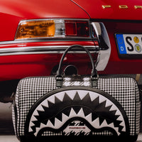 SPRAYGROUND® DUFFLE PORSCHE MIXED PEPITA SHARK COLLAB LARGE DUFFLE - LIMITED EDITION