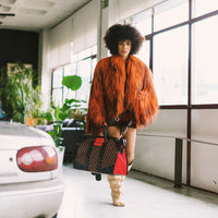 SPRAYGROUND® DUFFLE RED REDEMPTION PYRAMID DUFFLE