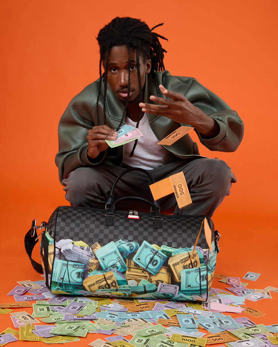 SPRAYGROUND® DUFFLE MONOPOLY MONEY STACKS DUFFLE