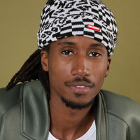 SPRAYGROUND® HAT BLACK AND WHITE WARP CHECK BEANIE