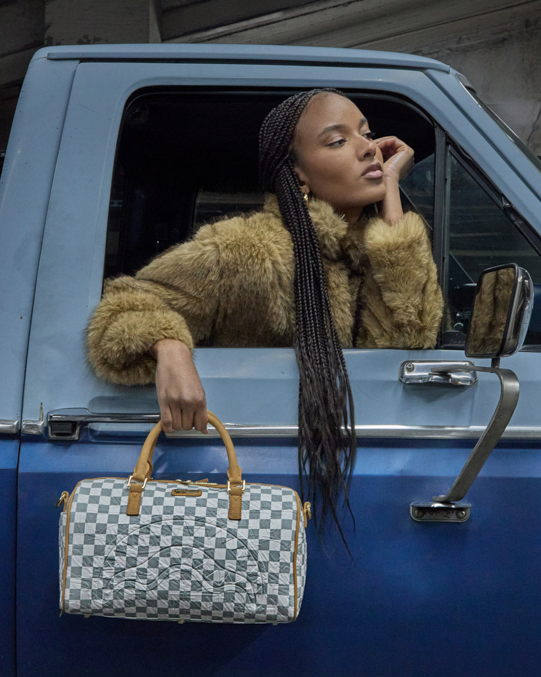 SPRAYGROUND® DUFFLE GRAFF EMBOSSED CREAM CHECK MINI DUFFLE