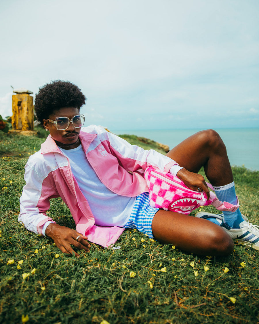 FURZILLA SHARK (PINK CHECK) SAVVY CROSSBODY – SPRAYGROUND®