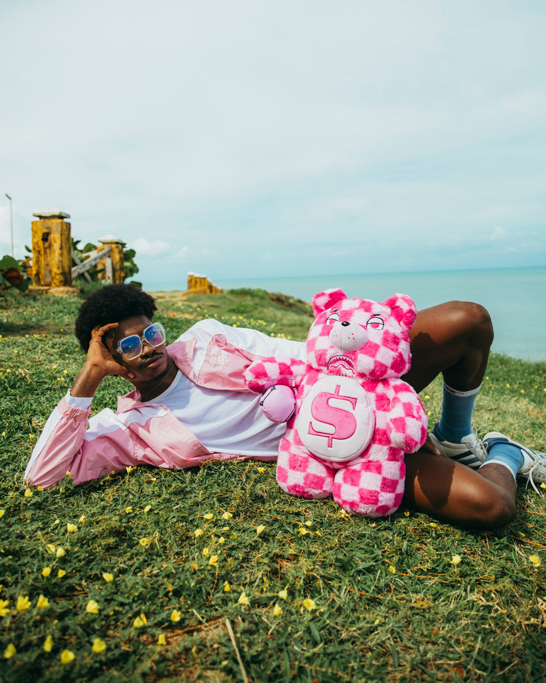 SPRAYGROUND® BACKPACK PINK FUR CHECK MONEYBEAR BACKPACK