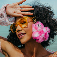 SPRAYGROUND® KEYCHAIN PINK FUR CHECK BEAR CUB KEYCHAIN