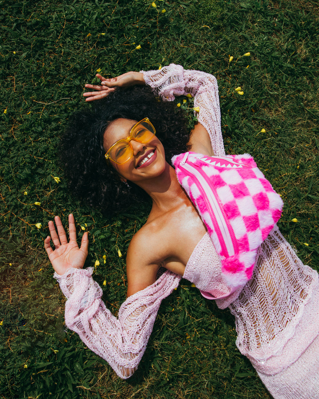 SPRAYGROUND® CROSSBODY PINK FUR CHECK SAVVY CROSSBODY