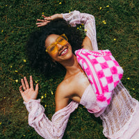 SPRAYGROUND® CROSSBODY PINK FUR CHECK SAVVY CROSSBODY