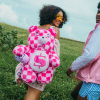 SPRAYGROUND® BACKPACK PINK FUR CHECK MONEYBEAR BACKPACK