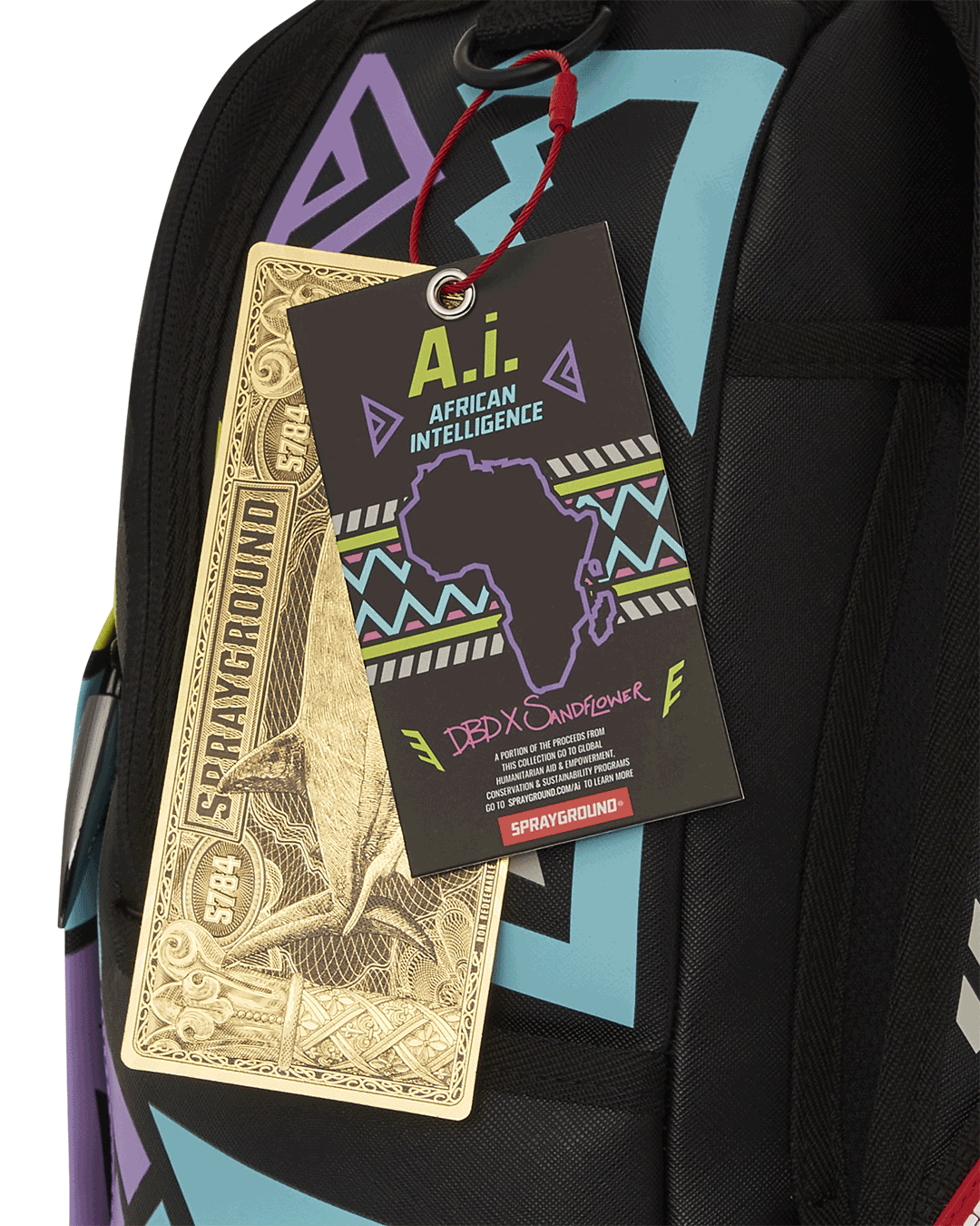 SPRAYGROUND® BACKPACK A.I. PATH TO THE FUTURE III BACKPACK - SANDFLOWER COLLAB (GLOW IN THE DARK)