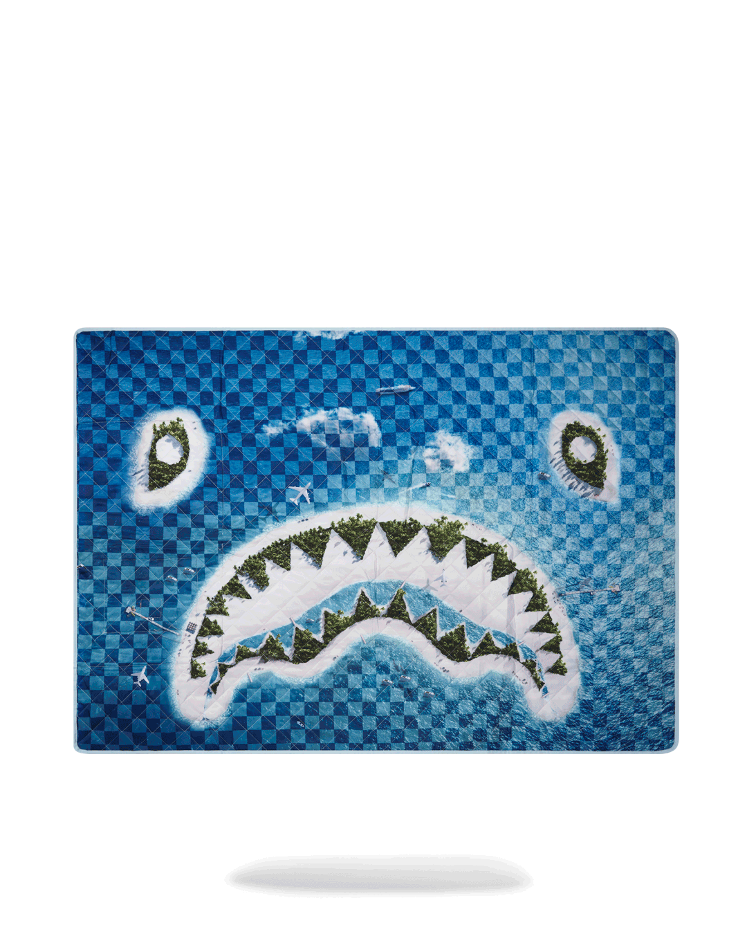 SPRAYGROUND® TOTE SHARK ISLAND PACKABLE BEACH MAT BLANKET WATER RESISTANT CONVERTIBLE TOTE