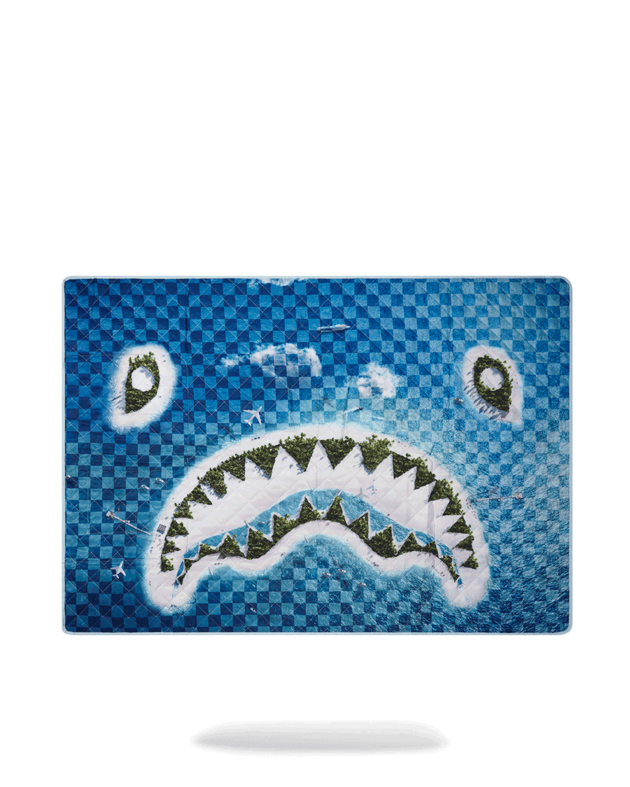 SPRAYGROUND® TOTE SHARK ISLAND PACKABLE BEACH MAT BLANKET WATER RESISTANT CONVERTIBLE TOTE