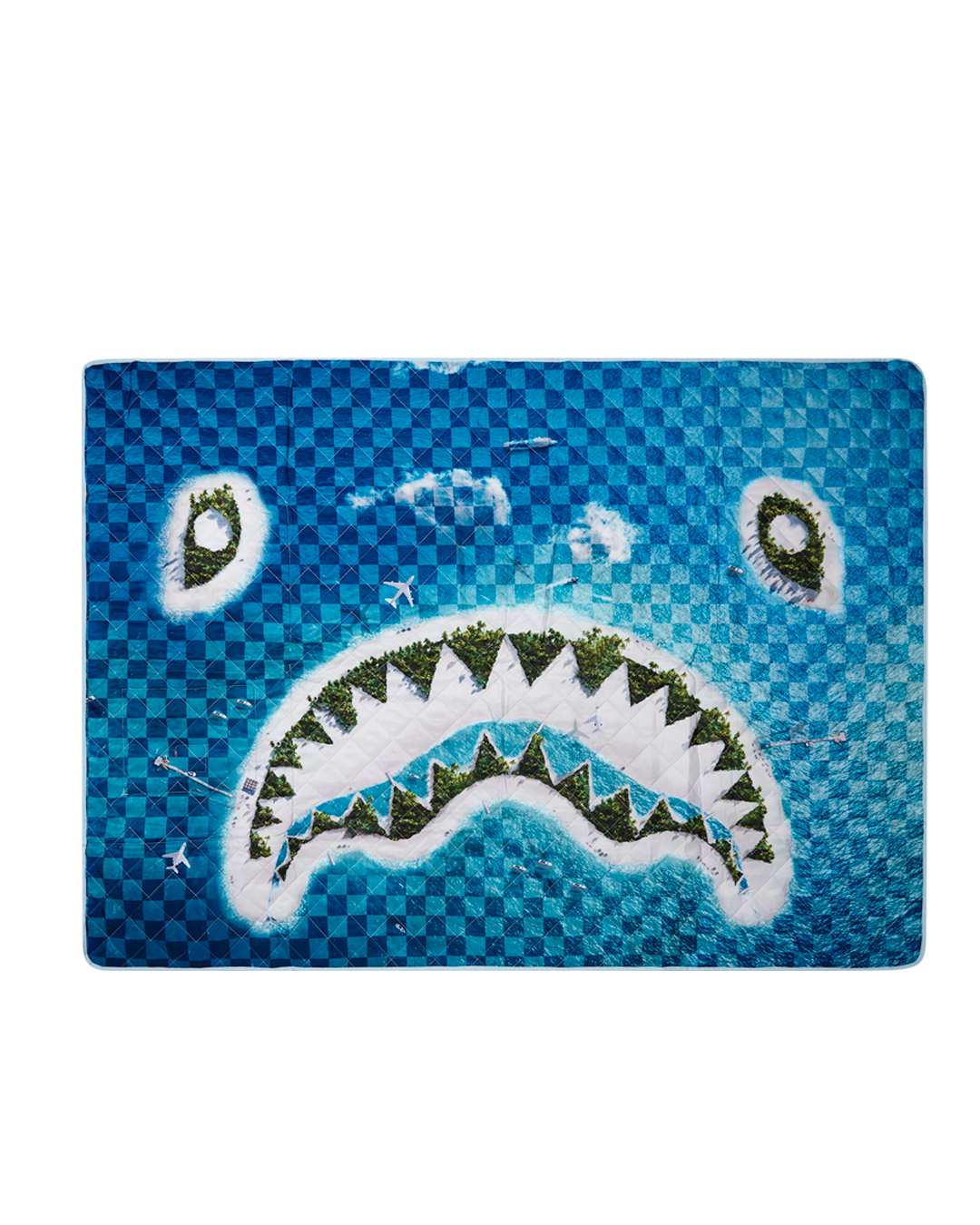 SPRAYGROUND® TOTE SHARK ISLAND PACKABLE BEACH MAT BLANKET WATER RESISTANT CONVERTIBLE TOTE