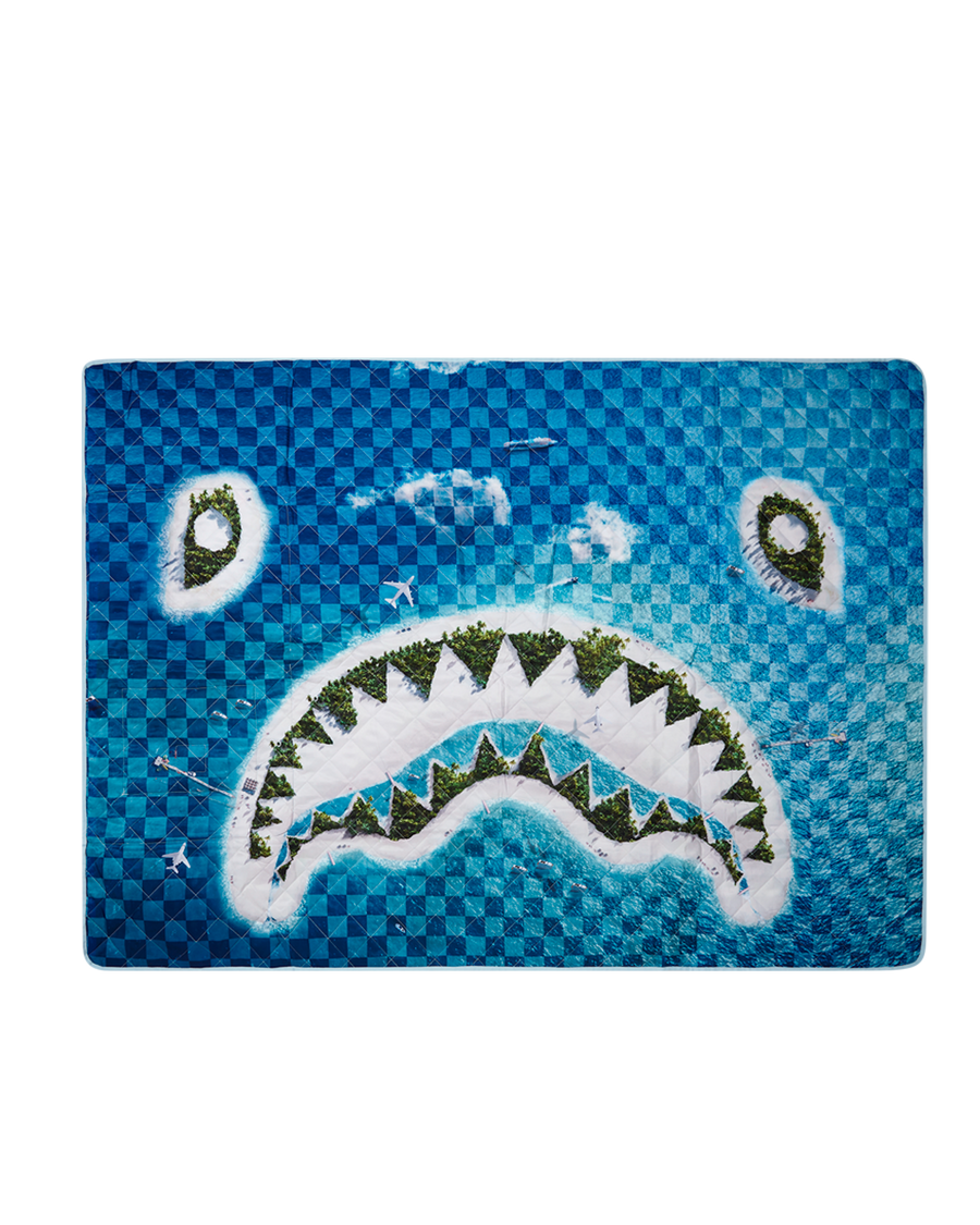 SPRAYGROUND® TOTE SHARK ISLAND PACKABLE BEACH MAT BLANKET WATER RESISTANT CONVERTIBLE TOTE
