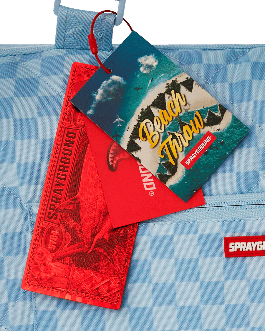 SPRAYGROUND® TOTE SHARK ISLAND PACKABLE BEACH MAT BLANKET WATER RESISTANT CONVERTIBLE TOTE