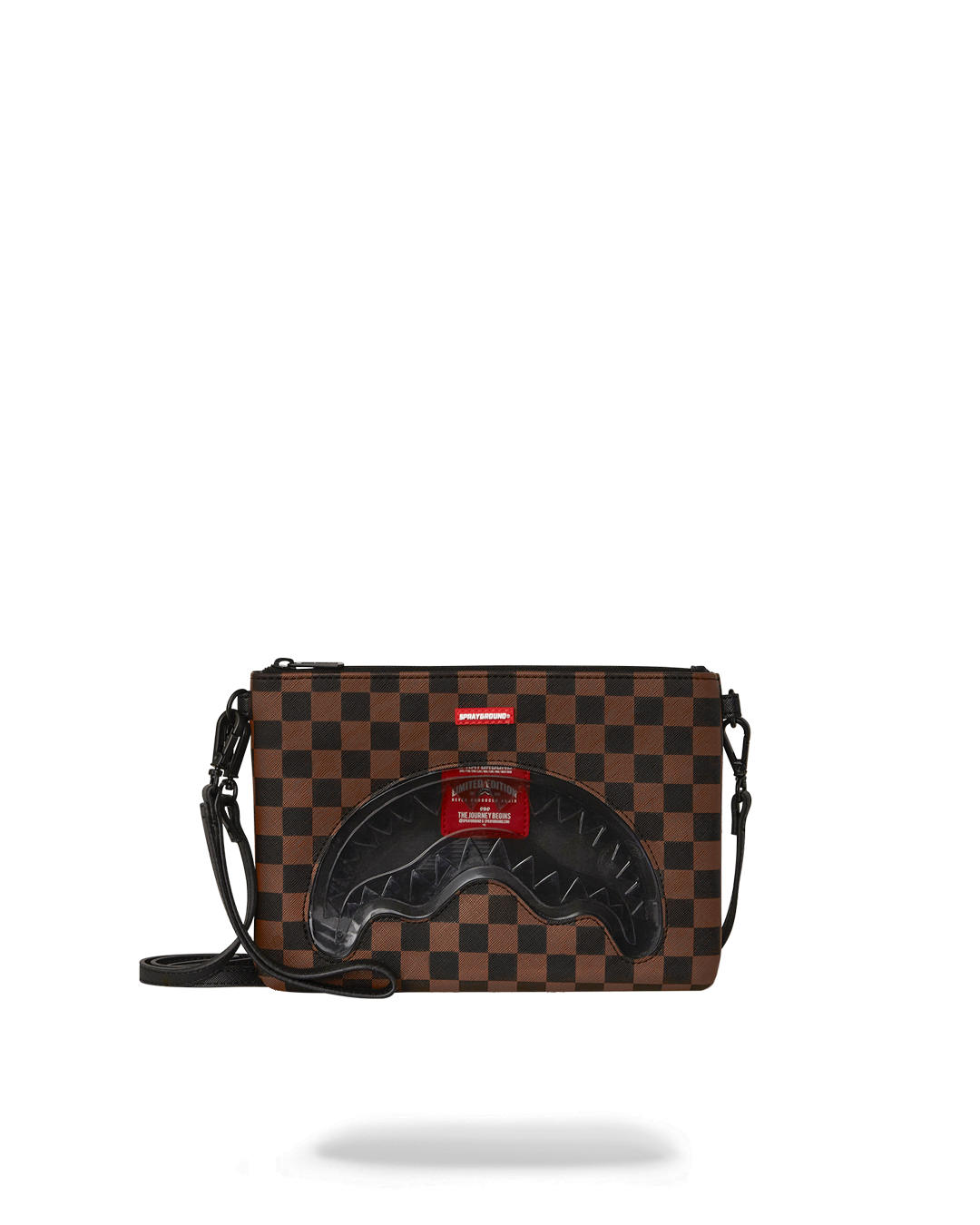SPRAYGROUND® POUCHETTE SHARKS IN PARIS CLEAR FOR TAKEOFF CROSSOVER CLUTCH WITH STRAP
