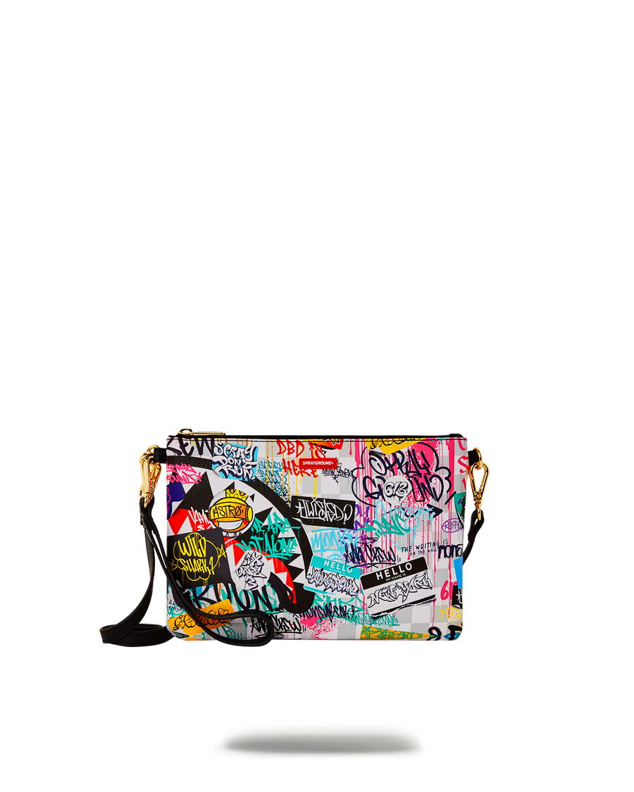 SPRAYGROUND® POUCHETTE CREATE ANOTHER DAY CROSSOVER CLUTCH W/ SHOULDER STRAP
