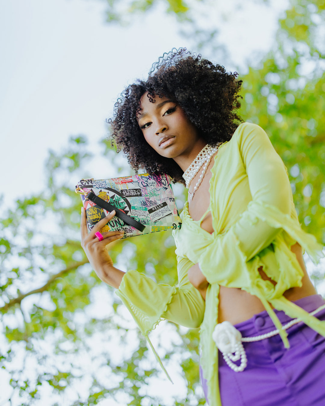 SPRAYGROUND® POUCHETTE CREATE ANOTHER DAY CROSSOVER CLUTCH W/ SHOULDER STRAP