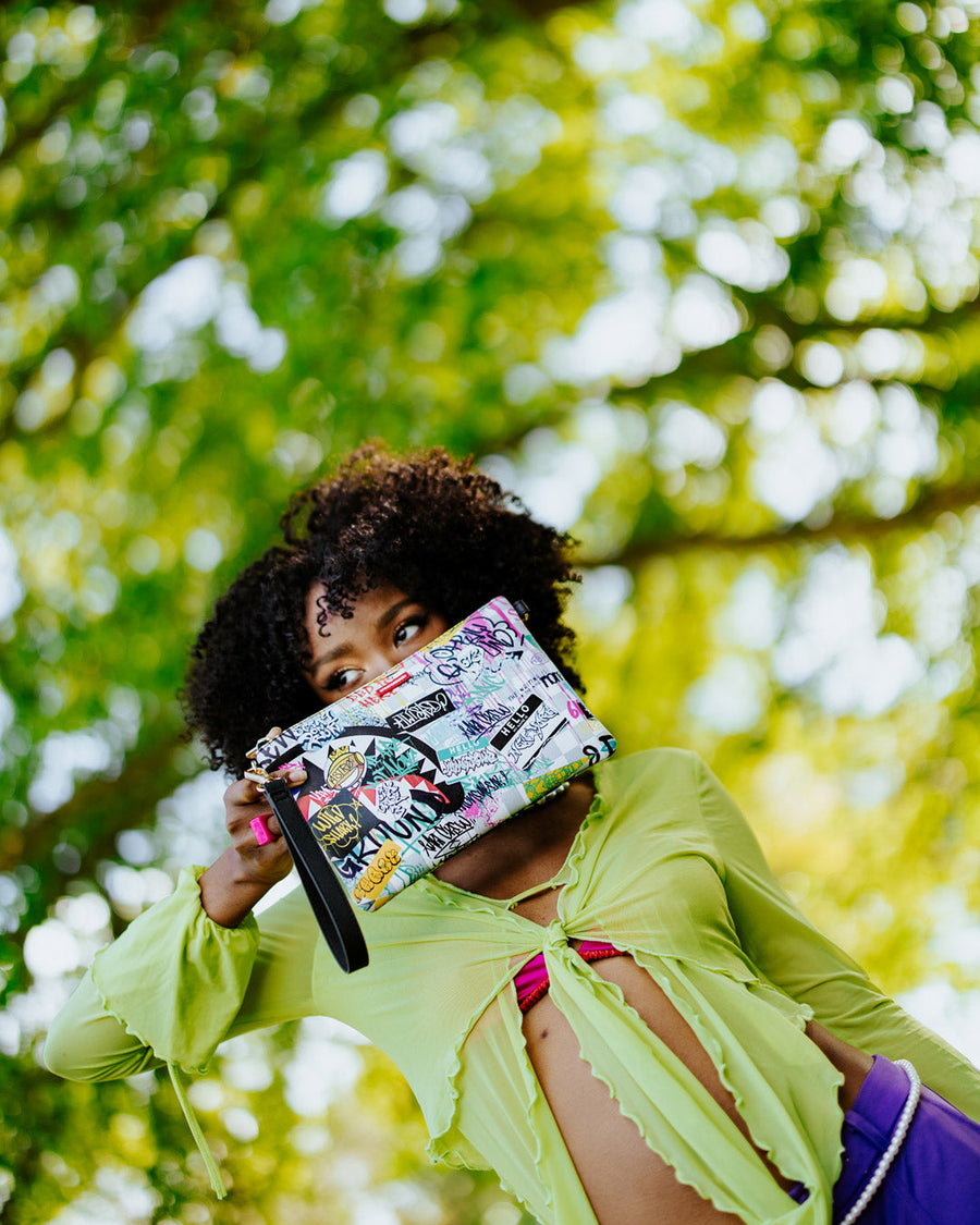 SPRAYGROUND® POUCHETTE CREATE ANOTHER DAY CROSSOVER CLUTCH W/ SHOULDER STRAP
