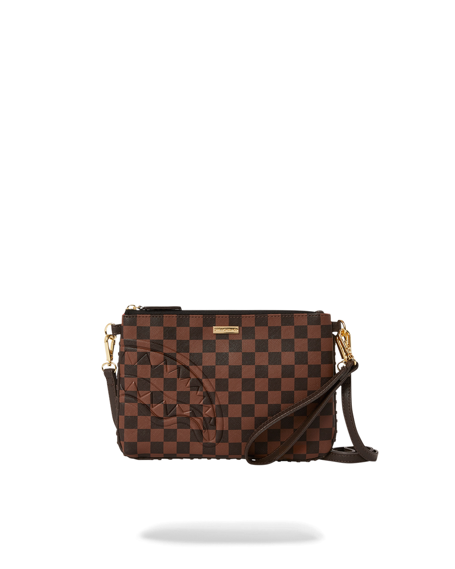 SPRAYGROUND® POUCHETTE CORE EMBOSSED CHECK CROSSOVER CLUTCH