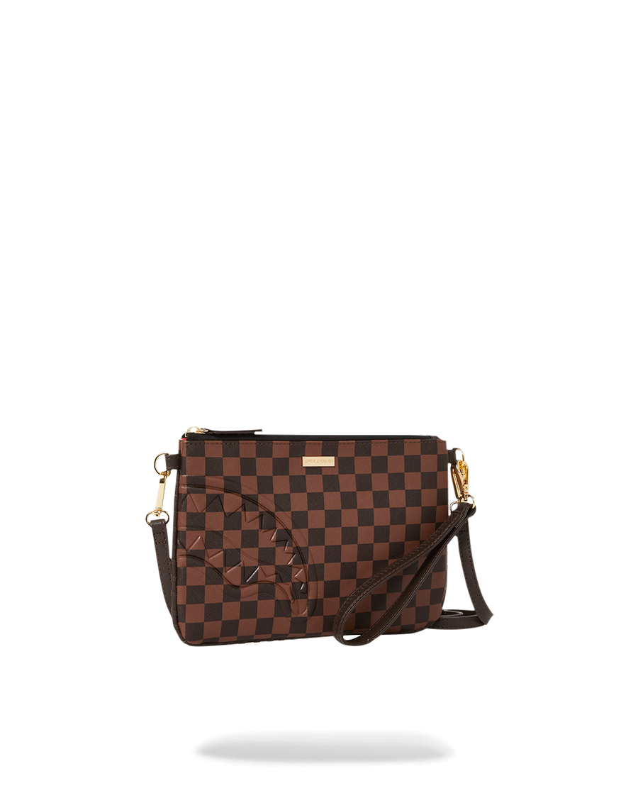 SPRAYGROUND® POUCHETTE CORE EMBOSSED CHECK CROSSOVER CLUTCH