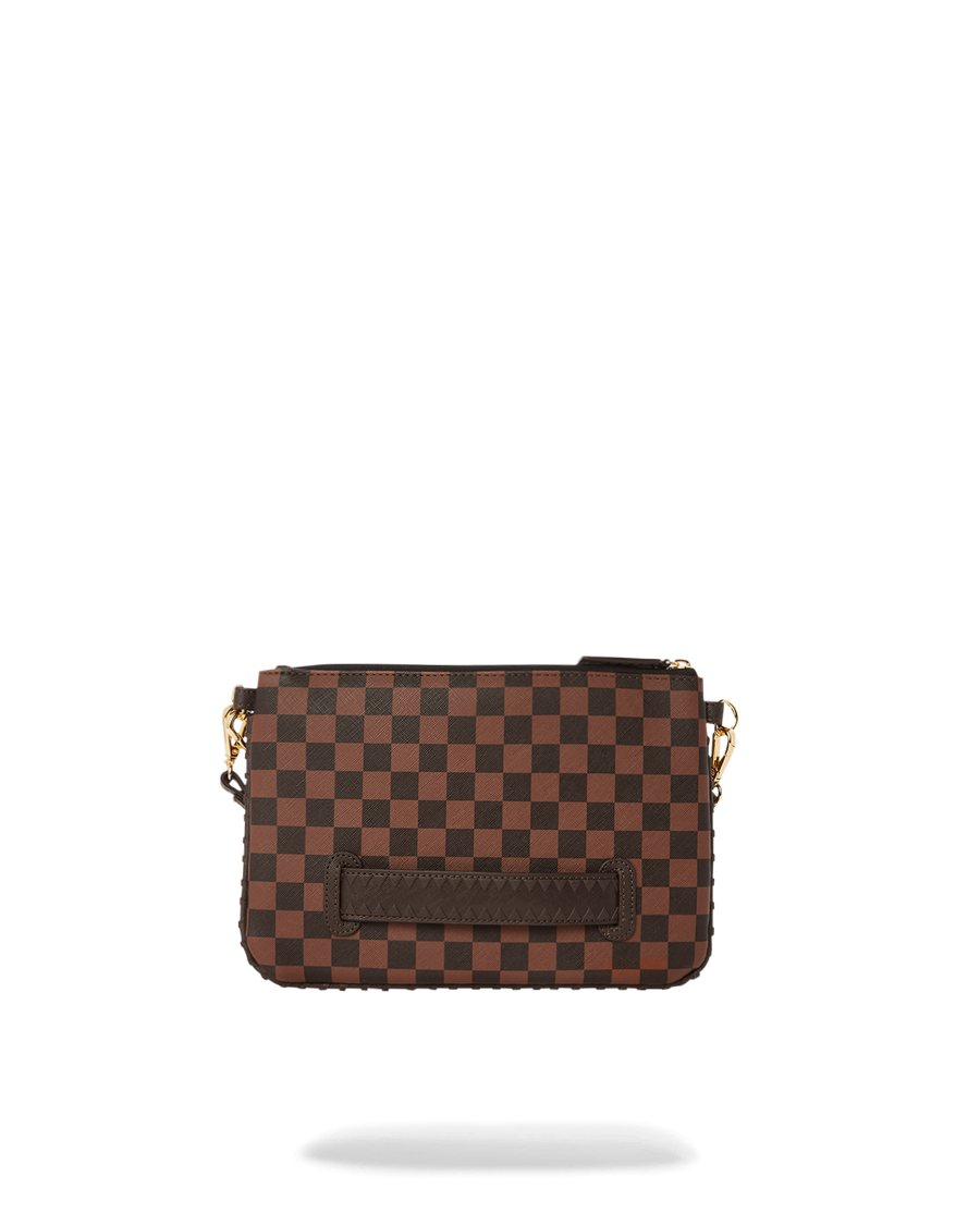 SPRAYGROUND® POUCHETTE CORE EMBOSSED CHECK CROSSOVER CLUTCH