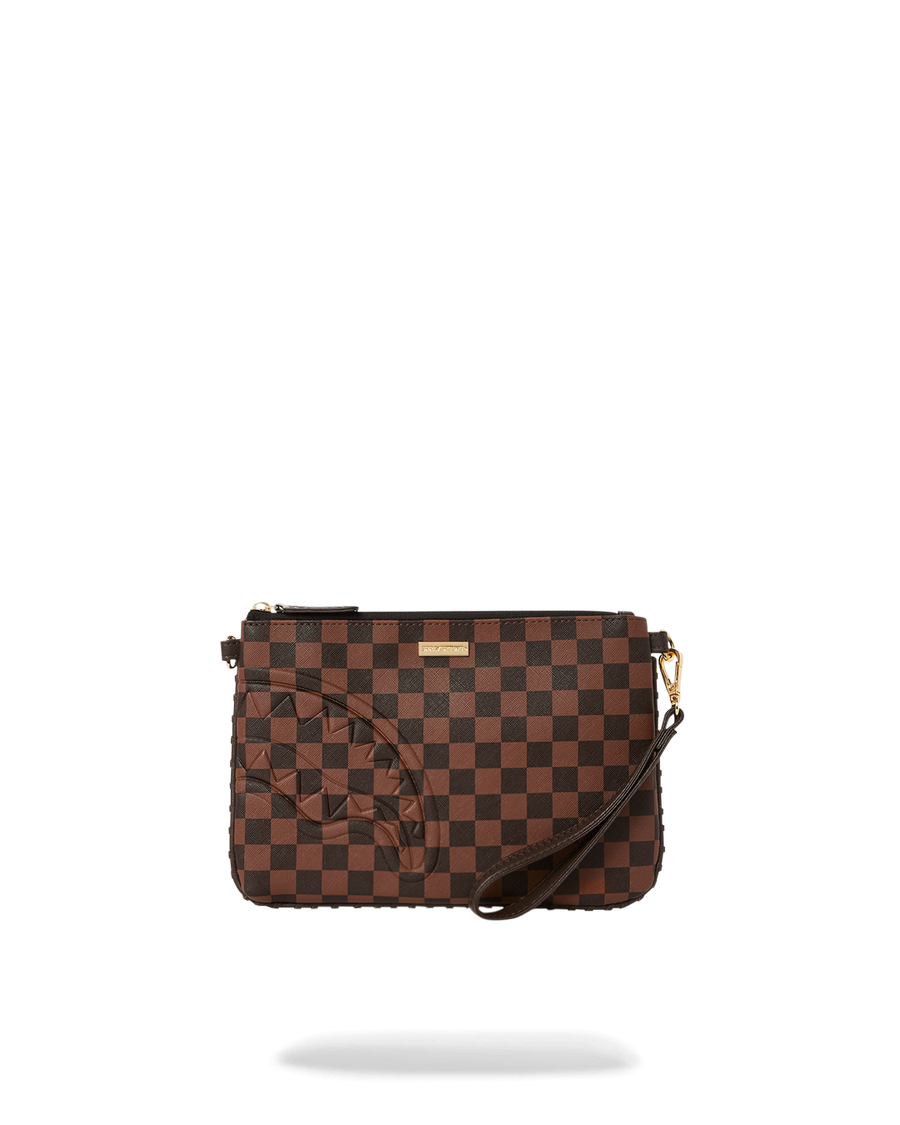 SPRAYGROUND® POUCHETTE CORE EMBOSSED CHECK CROSSOVER CLUTCH