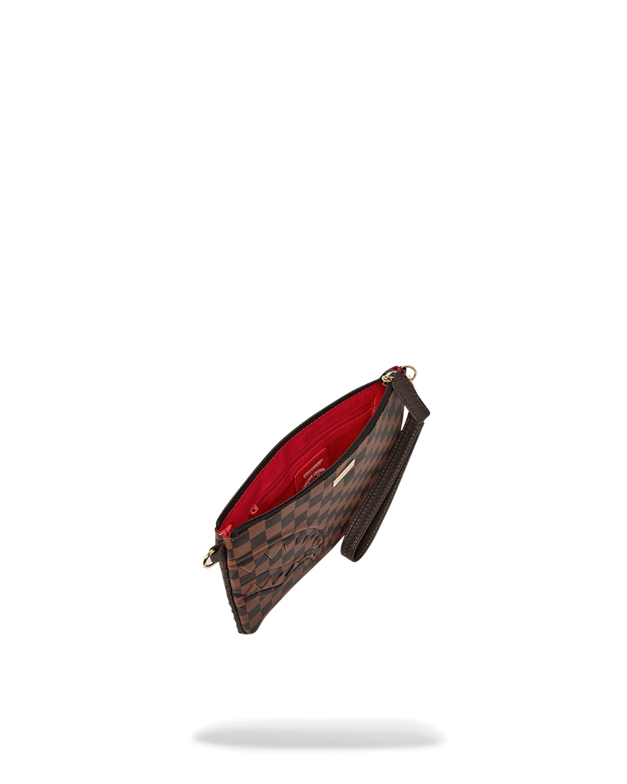 SPRAYGROUND® POUCHETTE CORE EMBOSSED CHECK CROSSOVER CLUTCH