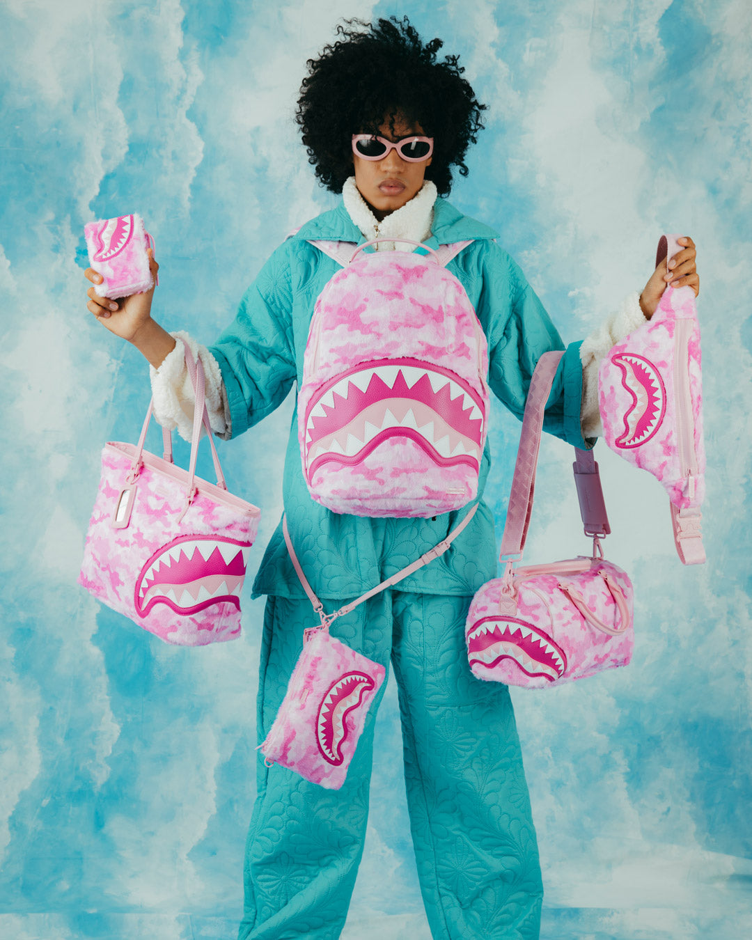 SPRAYGROUND® CROSSBODY PINK CAMO FAUX FUR SAVVY CROSSBODY