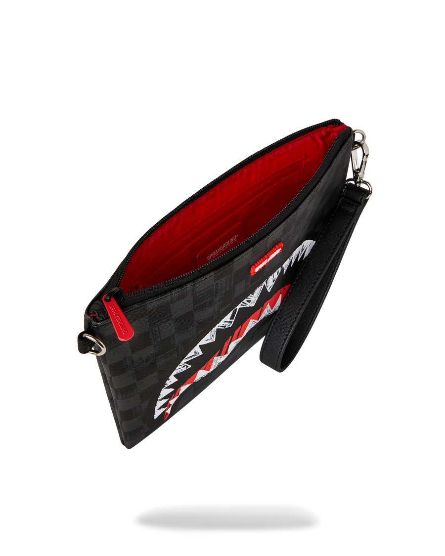 SPRAYGROUND® POUCHETTE SCRIBBLE SHARK CROSSOVER CLUTCH