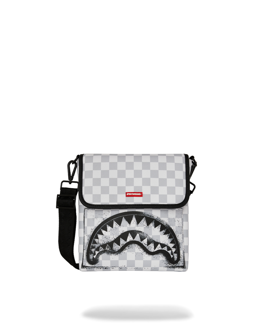 SPRAYGROUND® SLING BLACK STENCIL SHARK MESSENGER SLING