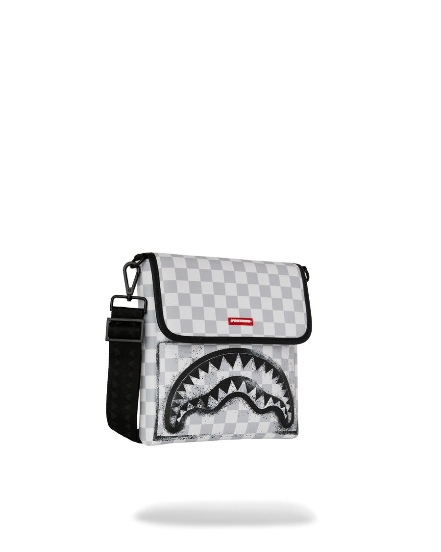 SPRAYGROUND® SLING BLACK STENCIL SHARK MESSENGER SLING