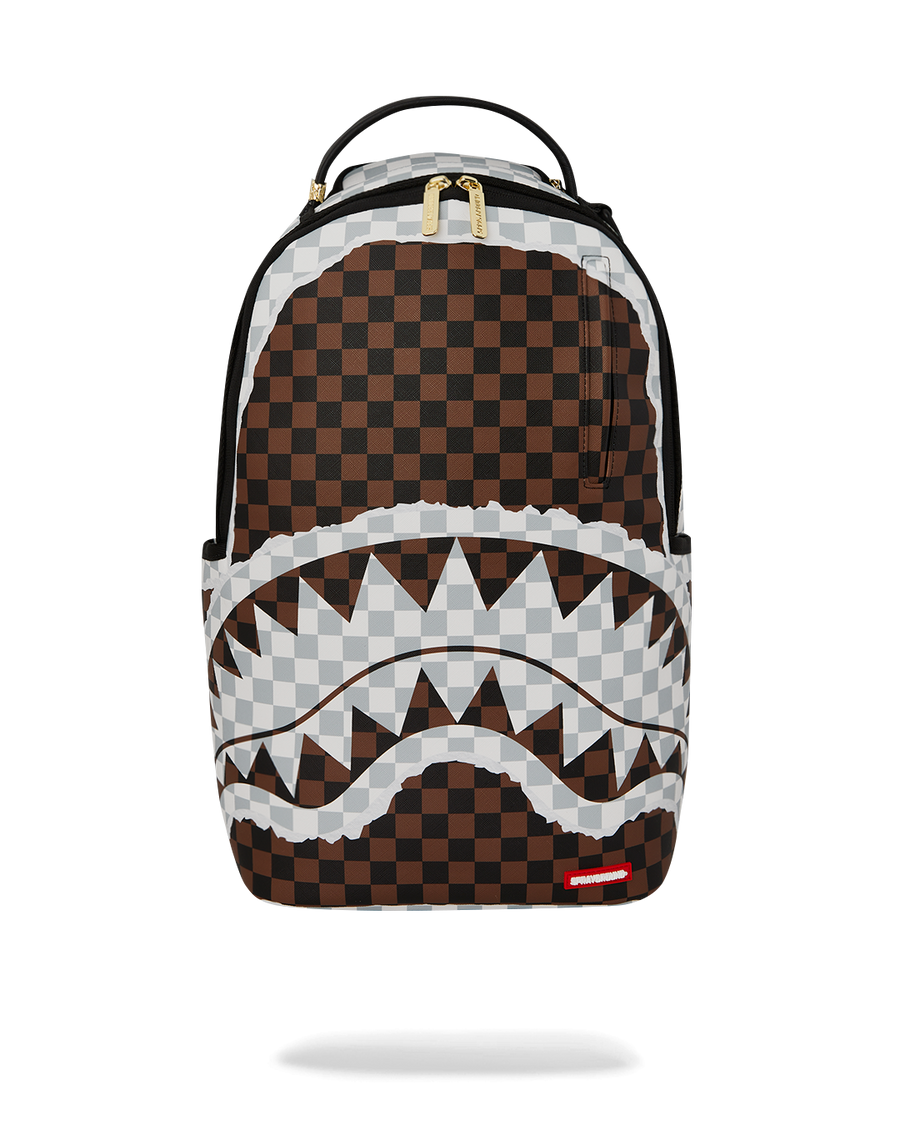SPRAYGROUND® BACKPACK CREAM AND BROWN TEAR CHECK BACKPACK