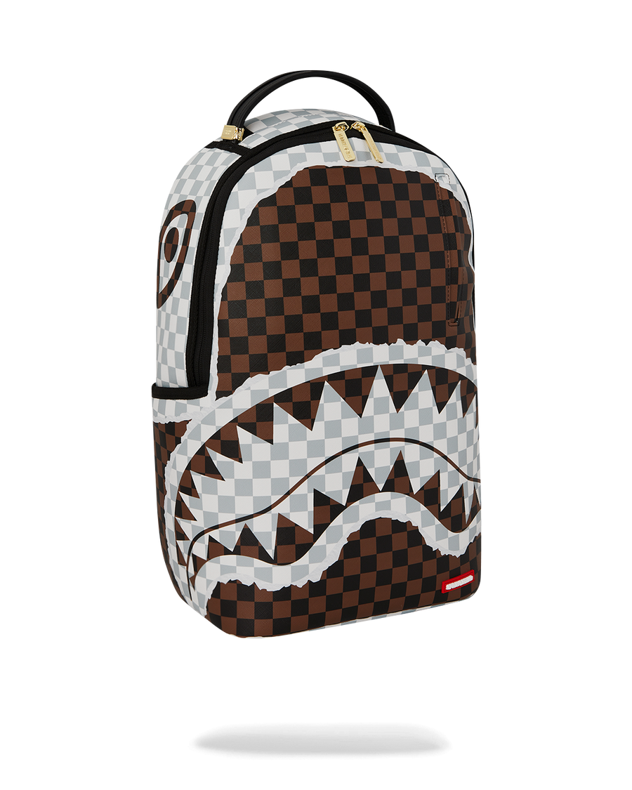 SPRAYGROUND® BACKPACK CREAM AND BROWN TEAR CHECK BACKPACK
