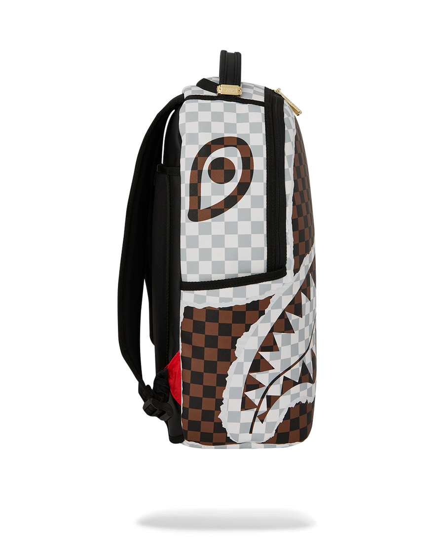 SPRAYGROUND® BACKPACK CREAM AND BROWN TEAR CHECK BACKPACK