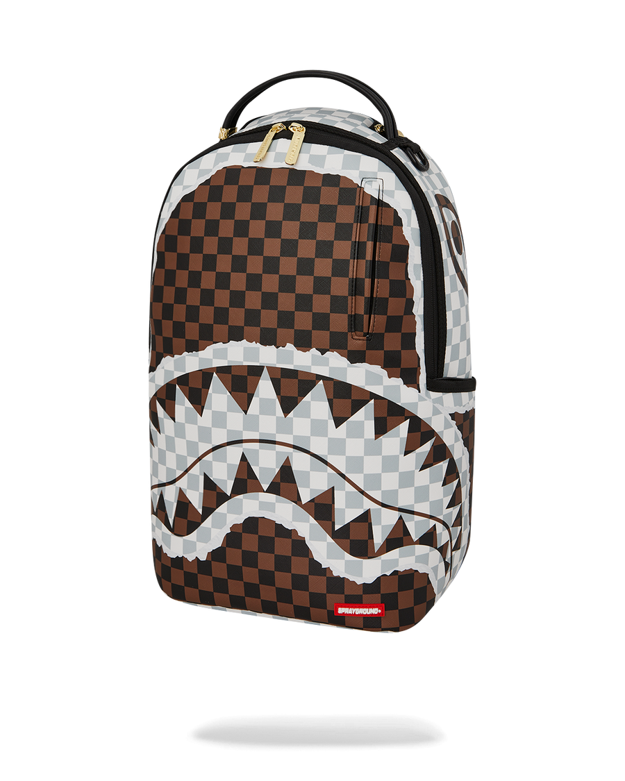 SPRAYGROUND® BACKPACK CREAM AND BROWN TEAR CHECK BACKPACK