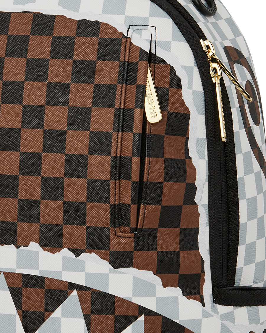 SPRAYGROUND® BACKPACK CREAM AND BROWN TEAR CHECK BACKPACK