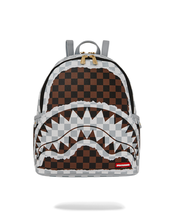 SPRAYGROUND® BACKPACK CREAM AND BROWN TEAR CHECK SAVAGE BACKPACK