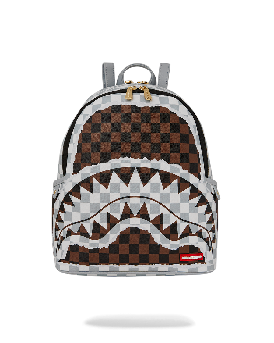 SPRAYGROUND® BACKPACK CREAM AND BROWN TEAR CHECK SAVAGE BACKPACK