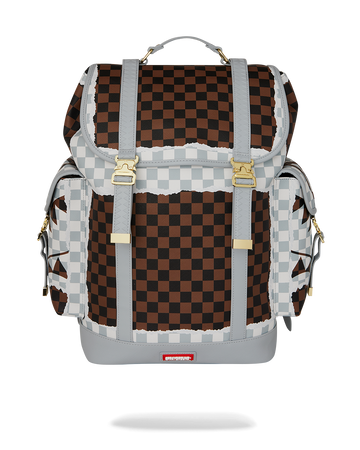 SPRAYGROUND® BACKPACK CREAM AND BROWN TEAR CHECK MONTE CARLO