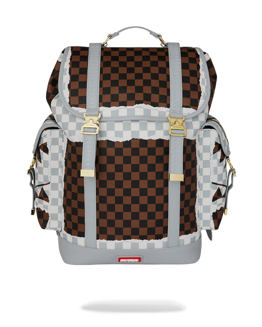 SPRAYGROUND® BACKPACK CREAM AND BROWN TEAR CHECK MONTE CARLO